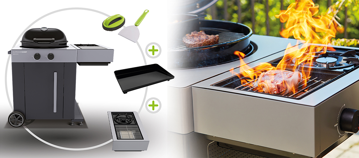 gasgrill arosa mit zubehör plancha blazing cooking zone und image bild